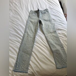 H&M Light Blue Pearl Embellished Women Jeans